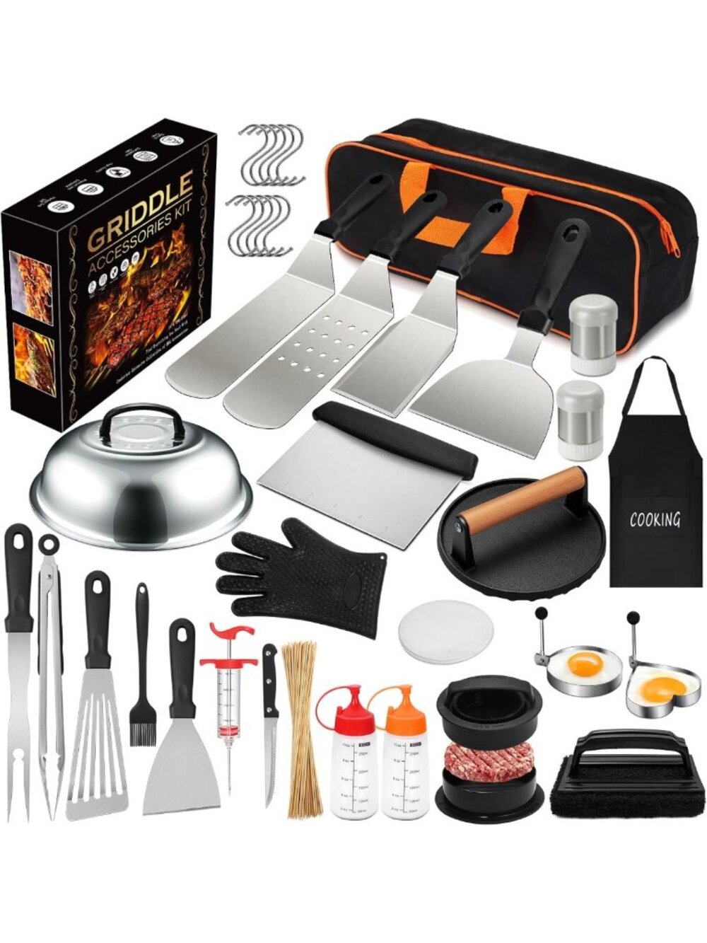 237pcs Griddle Accessories Kit - Flat Top Grill Tools, Spatula Set & Burger
